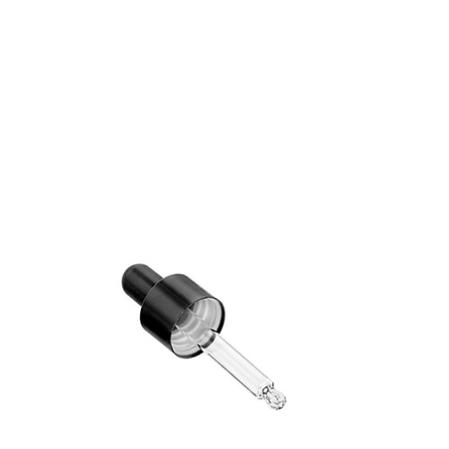 Damlalık Cam / Metal Siyah Kapaklı - 10ml şişe için