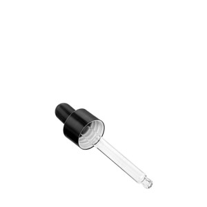 Damlalık Cam / Metal Siyah Kapaklı - 20ml şişe için