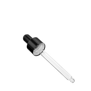 Damlalık Cam / Metal Siyah Kapaklı - 50ml şişe için