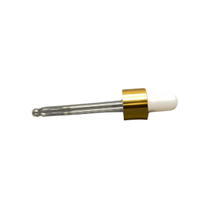 18mm - Cam Damlalık Takım Metal Kapaklı Altın Kapak Beyaz Lastik - 50ml