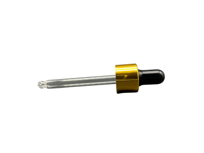 18mm - Cam Damlalık Takım Metal Kapaklı Altın Kapak Siyah Lastik - 30ml