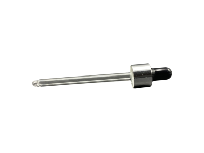 18mm - Cam Damlalık Takım Metal Kapaklı Gümüş Kapak Siyah Lastik - 100ml