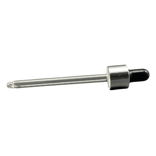18mm - Cam Damlalık Takım Metal Kapaklı Gümüş Kapak Siyah Lastik - 100ml