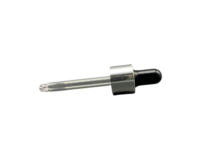 18mm - Cam Damlalık Takım Metal Kapaklı Gümüş Kapak Siyah Lastik - 20ml