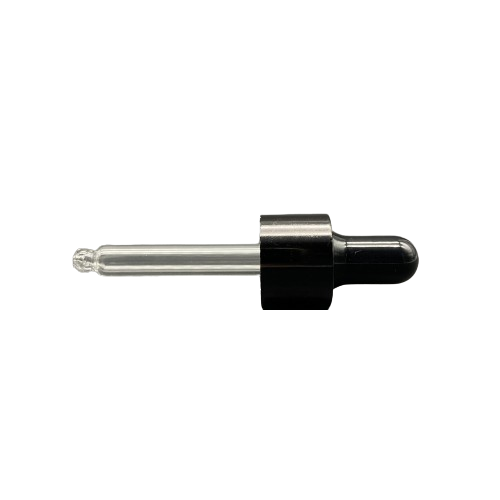 18mm - Cam Damlalık Takım Metal Kapaklı Siyah Kapak Siyah Lastik - 10ml