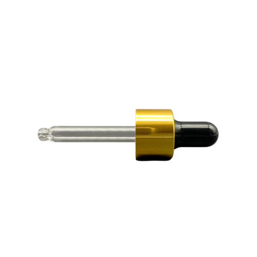 18mm - Cam Damlalık Takım Metal Kapaklı Altın Kapak Siyah Lastik - 10ml