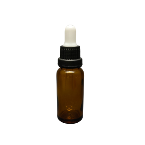 20ml - Amber Damlalıklı Cam Şişe - Kilitli Siyah Kapak - Beyaz Lastik