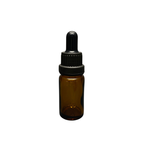 10ml - Amber Damlalıklı Cam Şişe - Kilitli Siyah Kapak - Siyah Lastik
