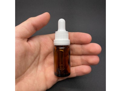 10ml - Amber Damlalıklı Cam Şişe - Kilitli Beyaz Kapak - Beyaz Lastik