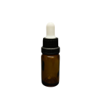 10ml - Amber Damlalıklı Cam Şişe - Kilitli Siyah Kapak - Beyaz Lastik