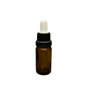 10ml - Amber Damlalıklı Cam Şişe - Kilitli Siyah Kapak - Beyaz Lastik