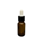 10ml - Amber Damlalıklı Cam Şişe - Siyah Metal Kapak - Beyaz Lastik