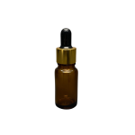 10ml - Amber Damlalıklı Cam Şişe - Altın Metal Kapak - Siyah Lastik