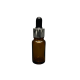 10ml - Amber Damlalıklı Cam Şişe - Gümüş Metal Kapak - Siyah Lastik