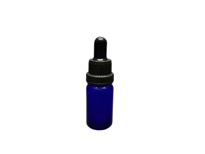 10ml - Mavi Damlalıklı Cam Şişe - Kilitli Siyah Kapak - Siyah Lastik