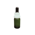 10ml - Yeşil Damlalıklı Cam Şişe - Kilitli Beyaz Kapak - Siyah Lastik