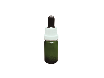 10ml - Yeşil Damlalıklı Cam Şişe - Kilitli Beyaz Kapak - Siyah Lastik